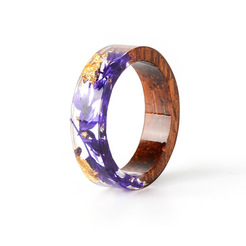Handmade Dried Flower Epoxy Ring - Orchid Unique