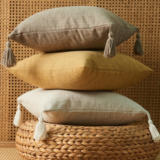 Cotton Hemp Tassel Pillow Cover - Orchid Unique