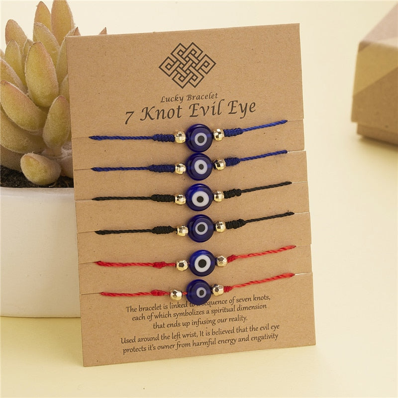 6Pcs Handmade Turkish Lucky Evil Eye Bracelets - Orchid Unique