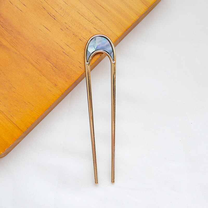 Fashion Metal Hair Sticks for Women Shell Hair Clip Pins Minimalist U Shape Girls Hairpins Hair Bun Maker Headwear - Orchid Unique