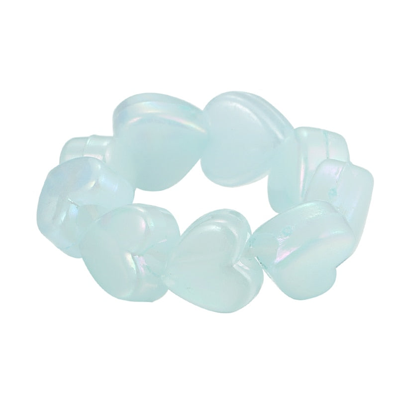 Colorful Transparent Resin Acrylic Rings Set - Orchid Unique