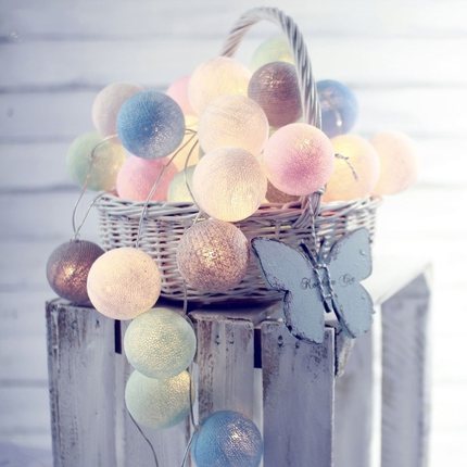 3M 20 LEDS Cotton Ball Garlands Fairy Lights - Orchid Unique