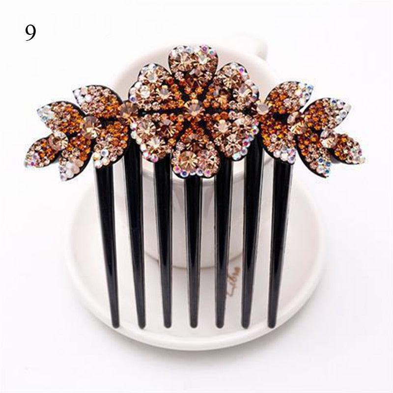 Crystal Flower Hair Combs - Orchid Unique