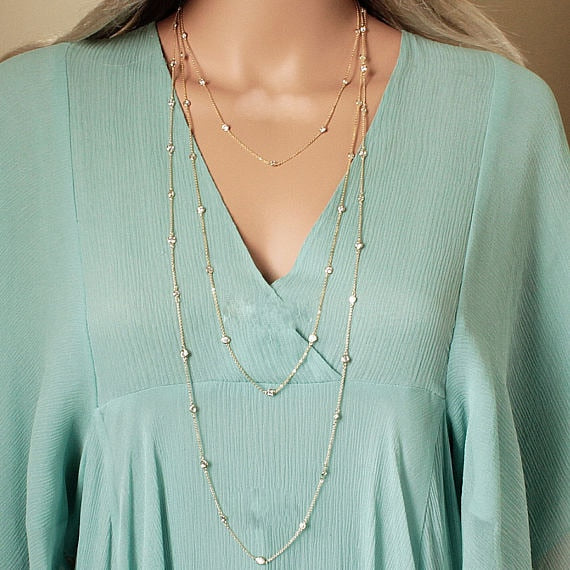 dainty delicate thin silver chain cz necklace - Orchid Unique