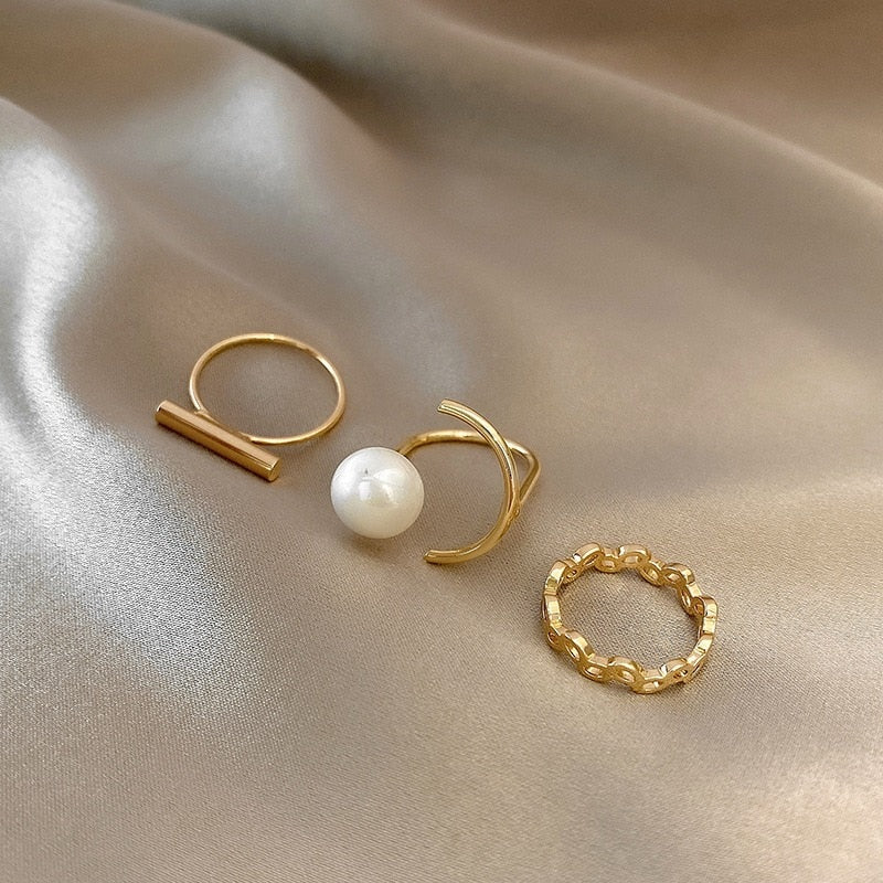 TRENDY Rings Pearl Moon 14 Gold Plated - Orchid Unique