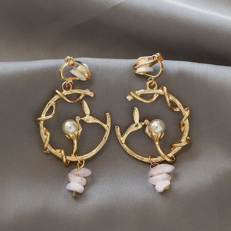 Cute Handmade pearl clip on Earrings - Orchid Unique