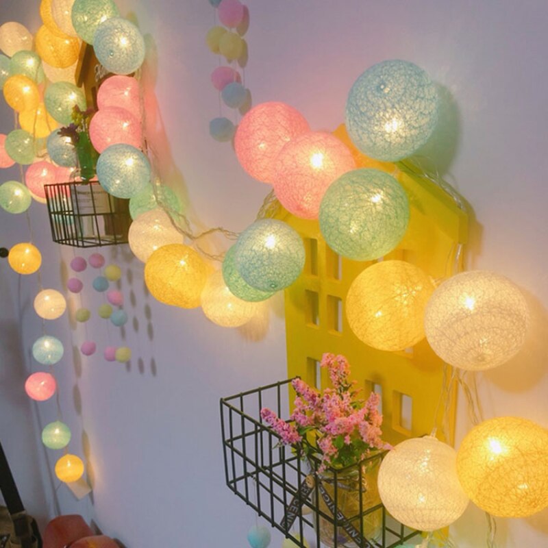 3M 20 LEDS Cotton Ball Garlands Fairy Lights - Orchid Unique
