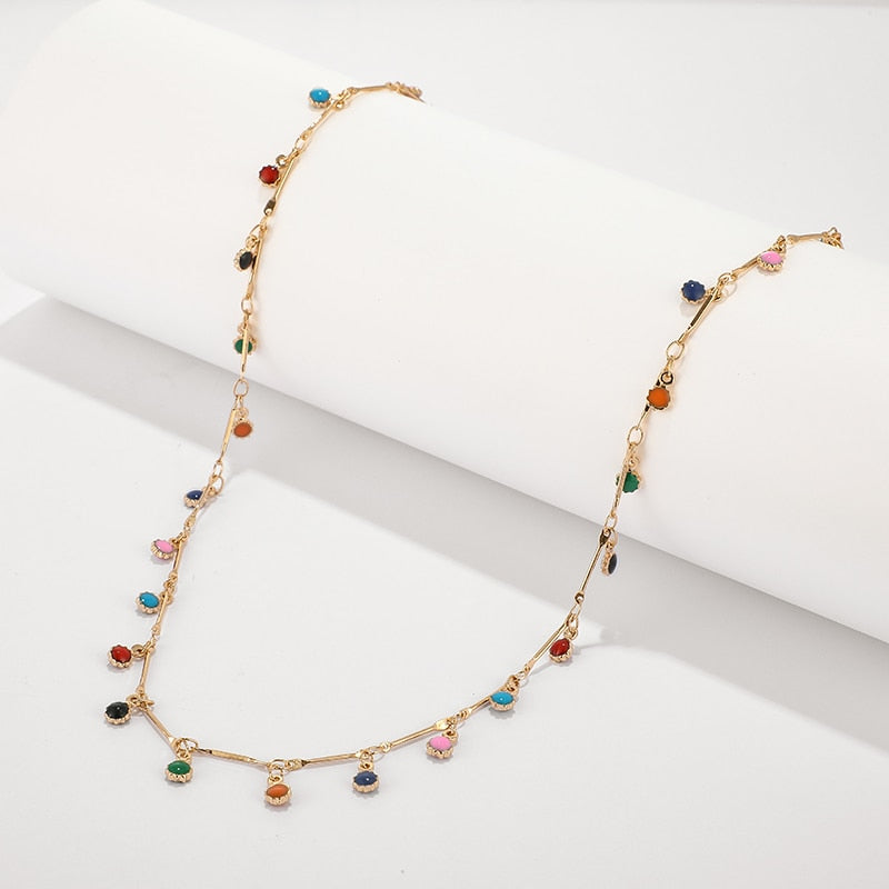 Bohemian Colorful Beaded Necklace - Orchid Unique