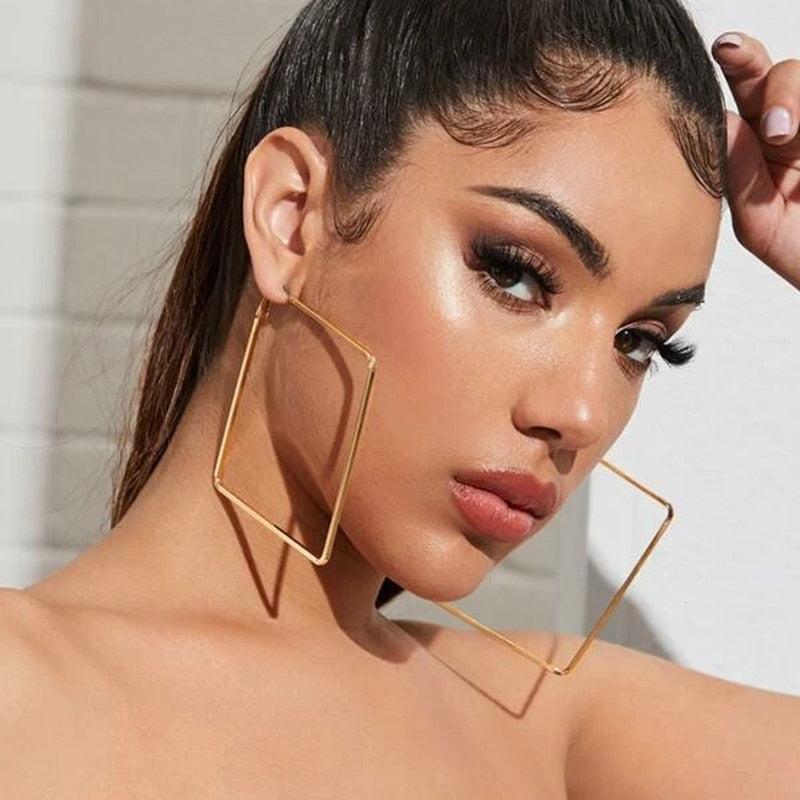 Simple Rectangular Hollow Drop Earrings - Orchid Unique