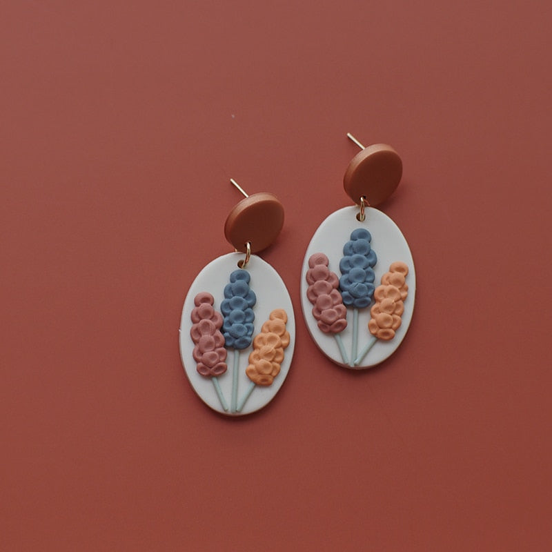Handmade Crafts Molded Floral Earrings - Orchid Unique