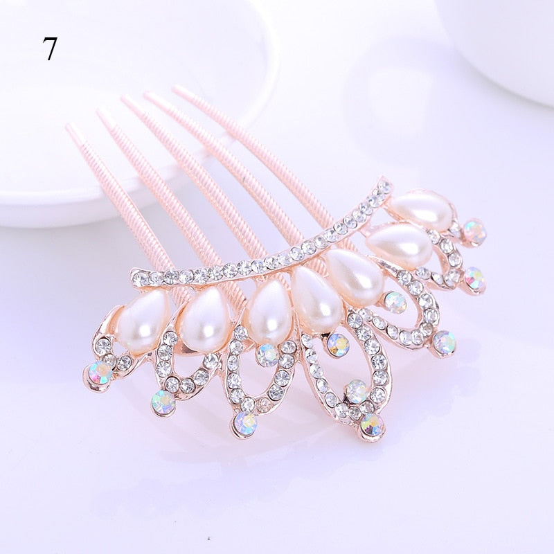 Crystal Flower Hair Combs - Orchid Unique