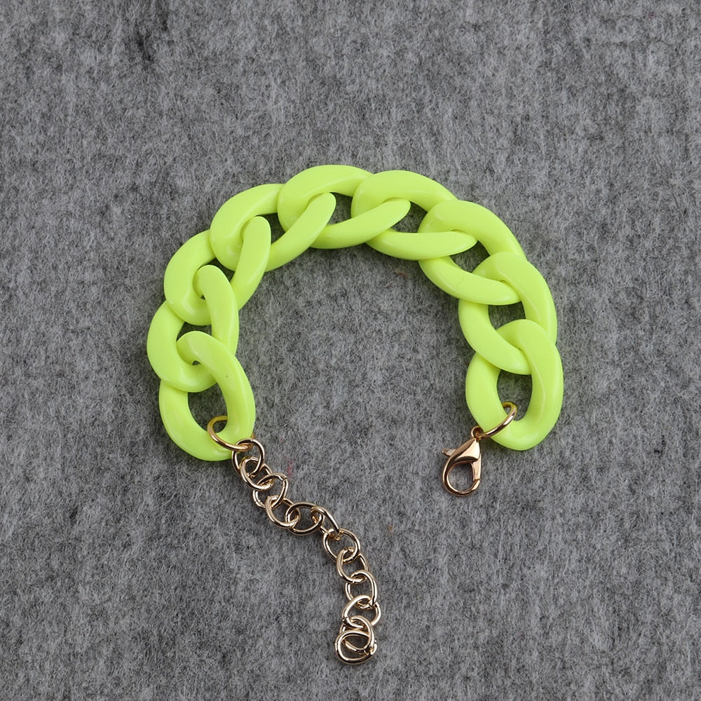 Colorful Acrylic Thick Chain Bracelets - Orchid Unique