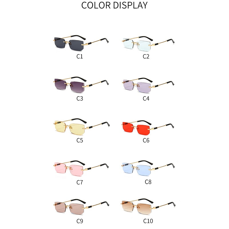 Rectangular Rimless Sunglasses - Orchid Unique