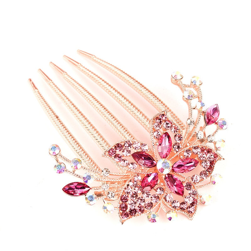 Austrian Rhinestone Hair Comb - Orchid Unique