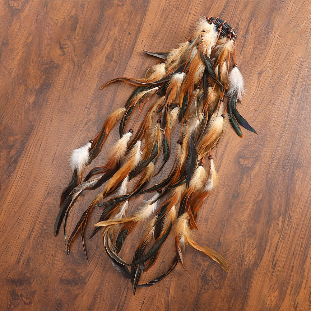 Levao Indian Festival Tassel Feather Hair Combs Hairpins for Women Hippie Headpiece Ethnic Head Band Hair Comb Clips Headwear - Orchid Unique