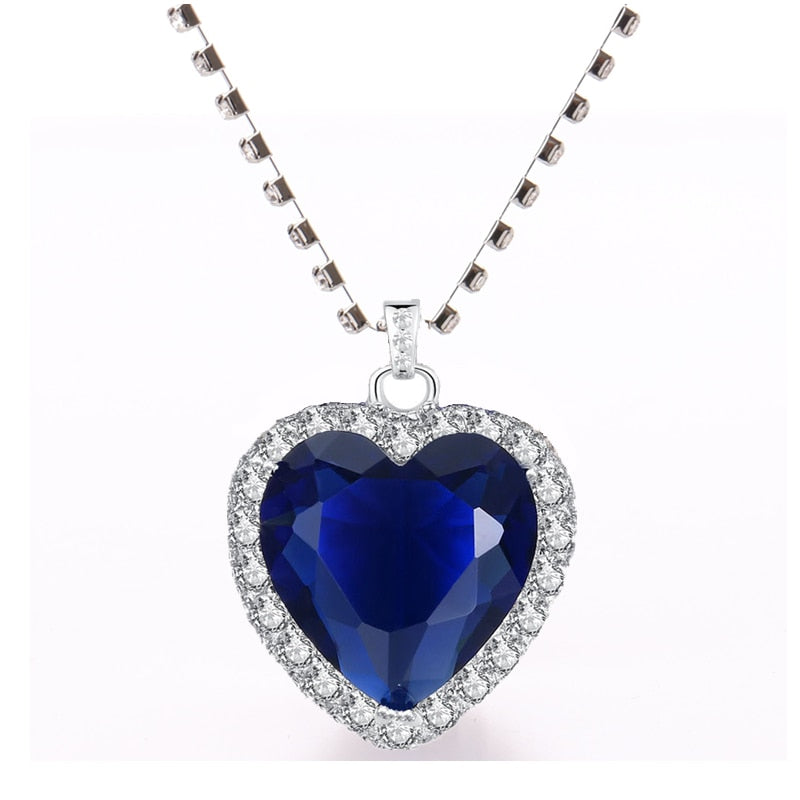 Heart of Ocean Blue Heart Pendant Necklace - Orchid Unique