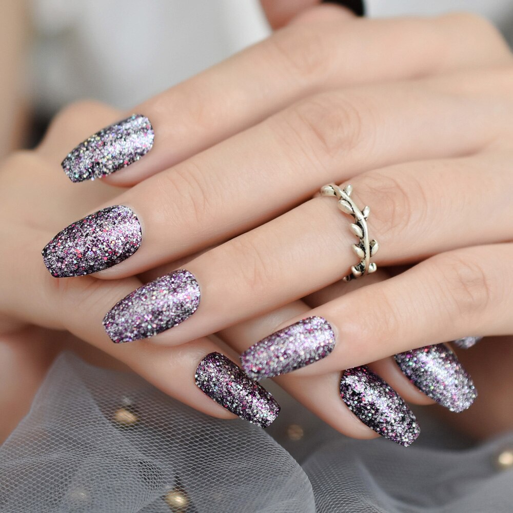 French Ballerina Coffin False Nails - Orchid Unique