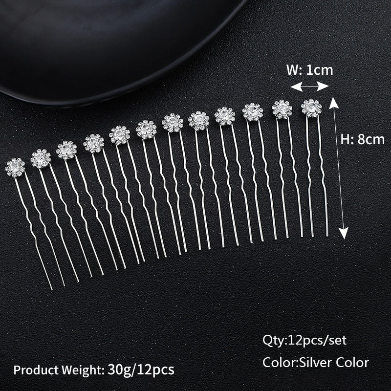 Efily Bridal Wedding Hair Accessories Rhinestone Hair Pins Forks for Women Pearl Hairpins Bride Headpiece Party Jewelry Gift - Orchid Unique