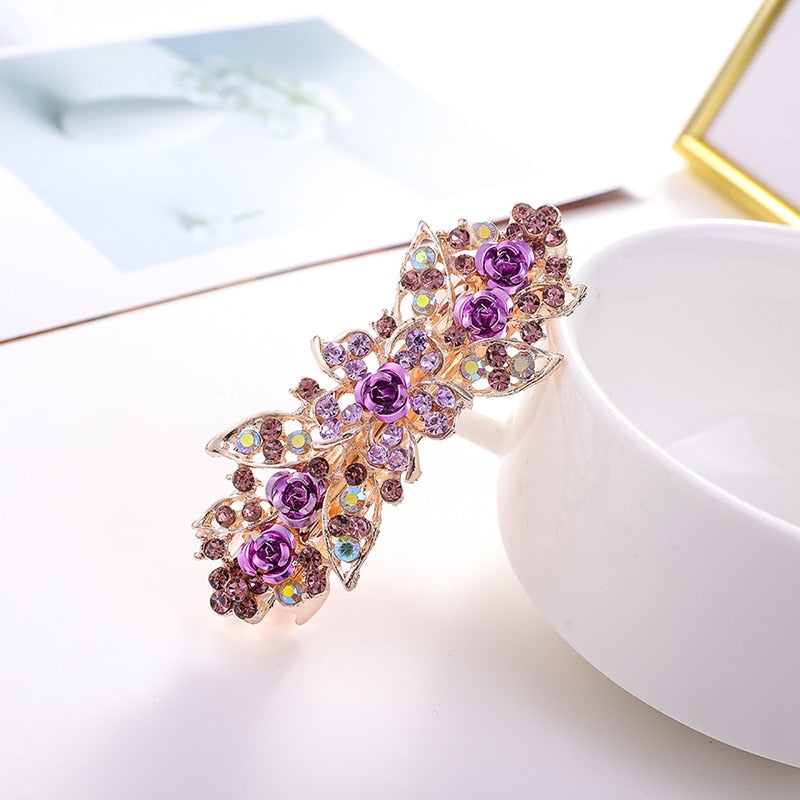 Crystalline rhinestone hairpin - Orchid Unique