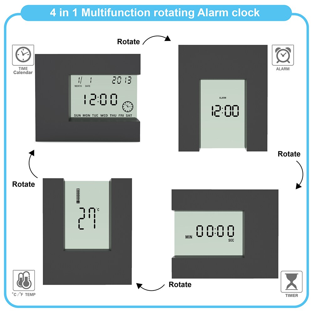 Dark Grey Electronic Desk Alarm clock - Orchid Unique