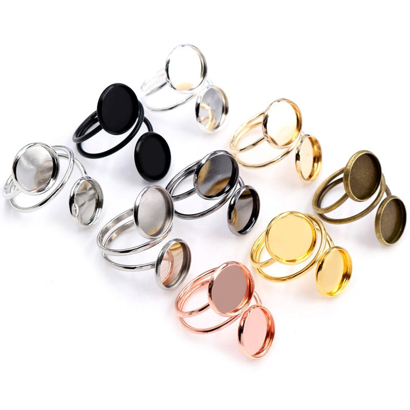 5pcs Silver Plated Ring Bezels - Orchid Unique