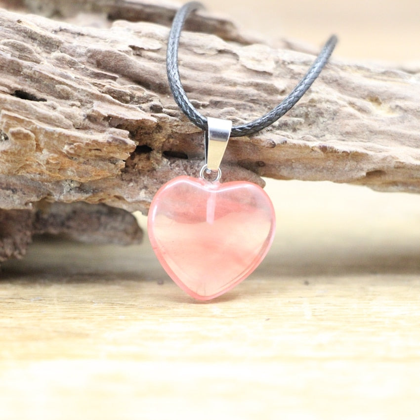 Natural Agates Quartz Heart Shape Pendant - Orchid Unique