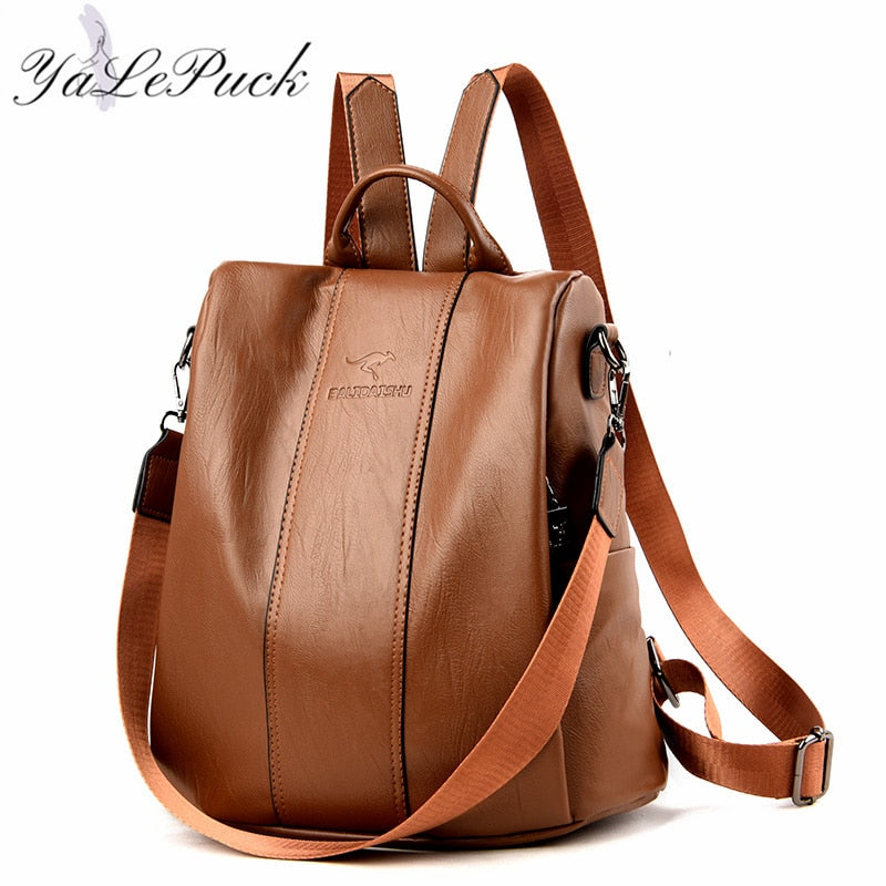 Anti-theft leather backpack - Orchid Unique