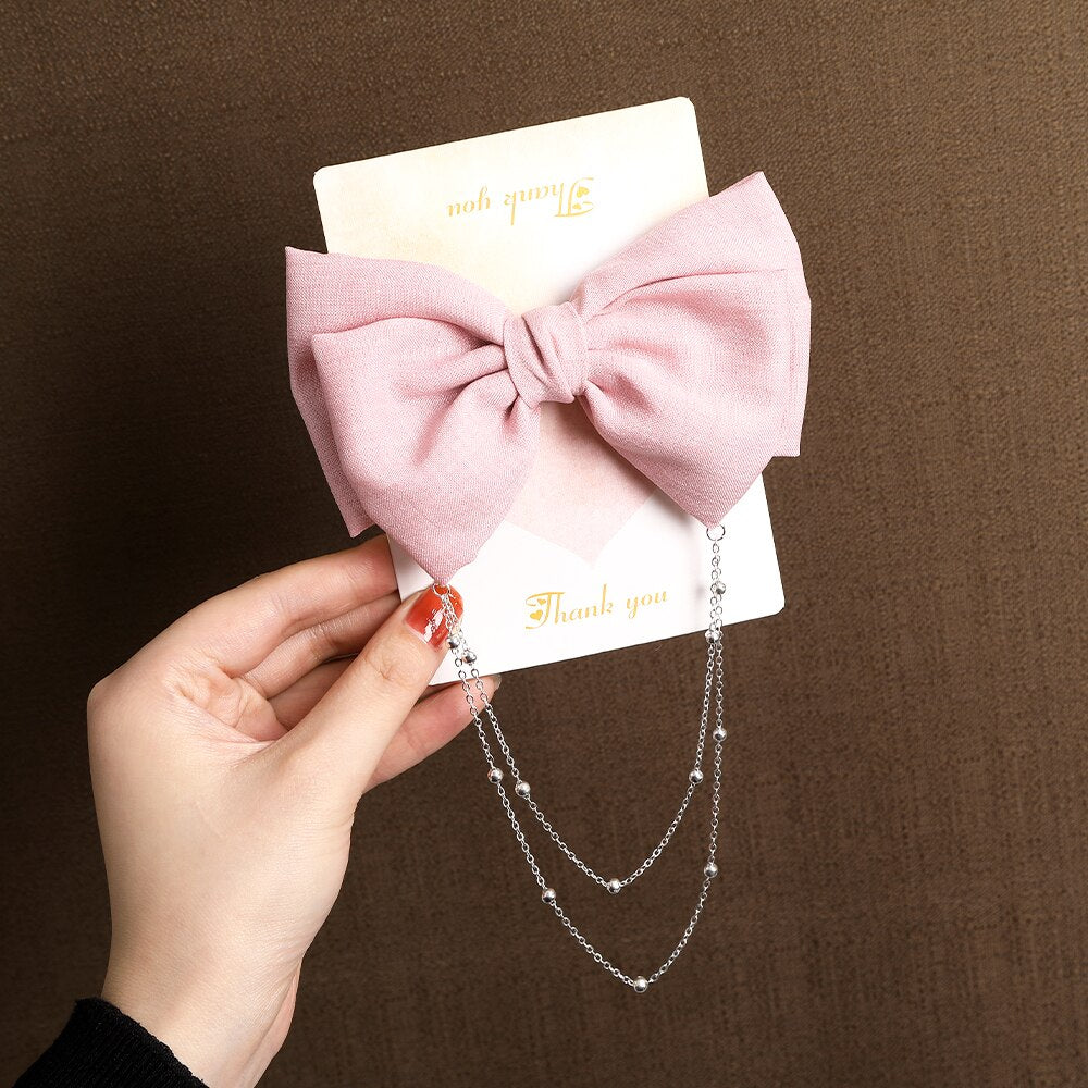 Vintage Bow Pearl Chain Hairpins - Orchid Unique