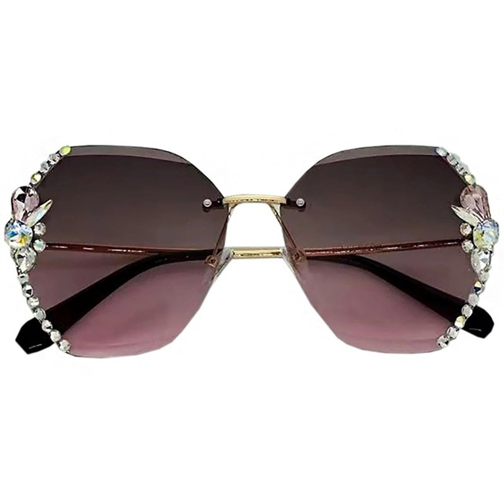 Vintage Rimless Rhinestone Sunglasses - Orchid Unique