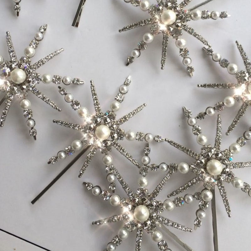 Fashion Star Rhinestone Pearl Hair Pin - Orchid Unique