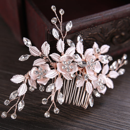 Flower Hair Comb Wedding Hair Accessories Silver Color Rhinestone Headband Bridal Tiara Headband Hair Pins Wedding Hair Jewelry - Orchid Unique