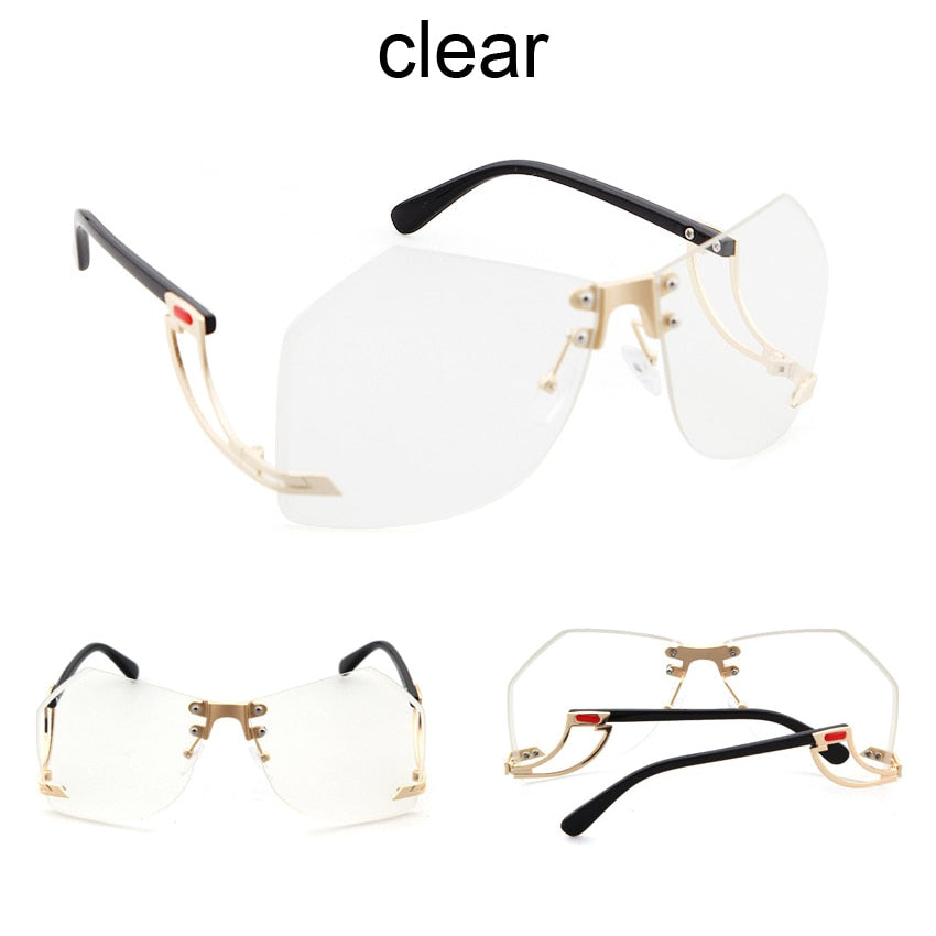 Irregular Rimless Sunglasses - Orchid Unique