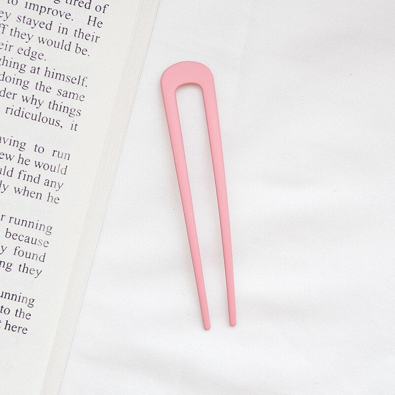 Fashion Metal Hair Sticks for Women Shell Hair Clip Pins Minimalist U Shape Girls Hairpins Hair Bun Maker Headwear - Orchid Unique