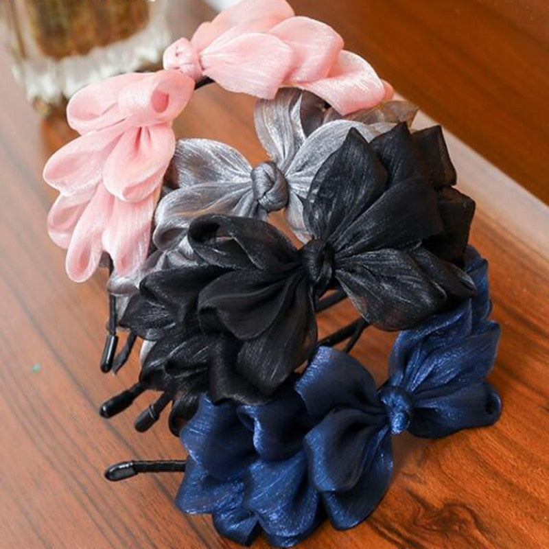 Big Bow Floral Shining Hair Band - Orchid Unique