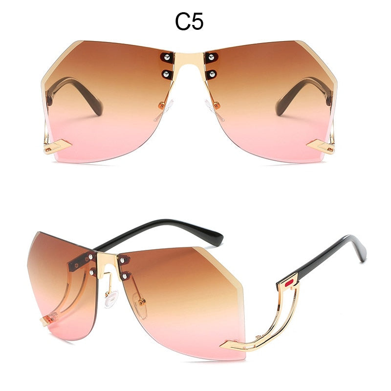 Irregular Rimless Sunglasses - Orchid Unique