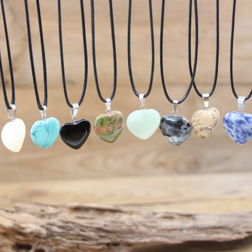 Natural Agates Quartz Heart Shape Pendant - Orchid Unique