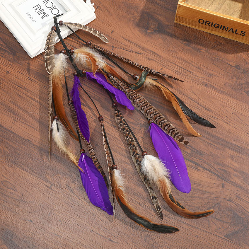 Levao Indian Festival Tassel Feather Hair Combs Hairpins for Women Hippie Headpiece Ethnic Head Band Hair Comb Clips Headwear - Orchid Unique