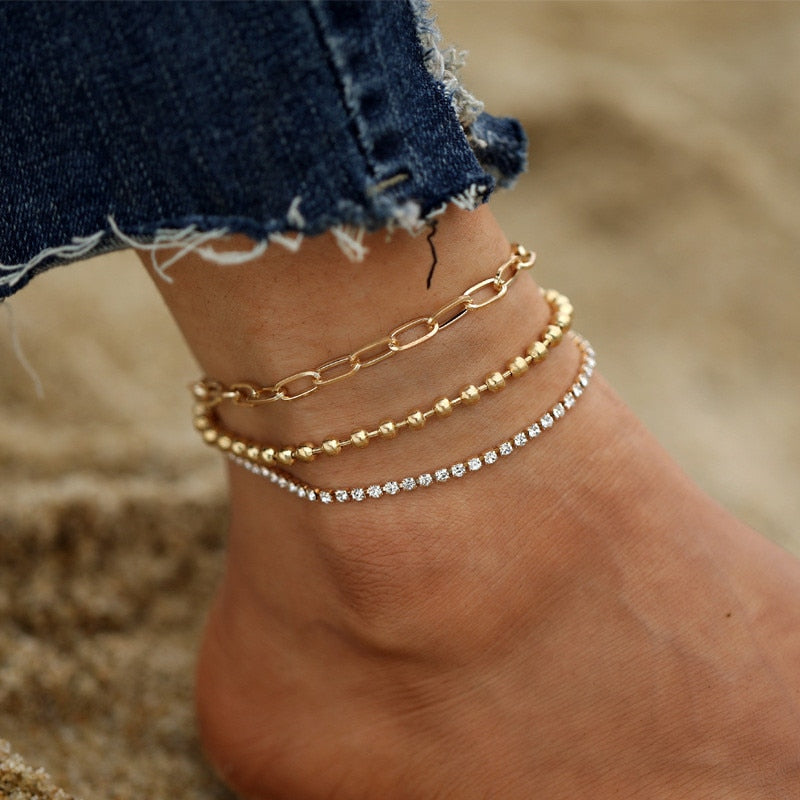 Bohemia Gold Color Chain Ankle Bracelet - Orchid Unique