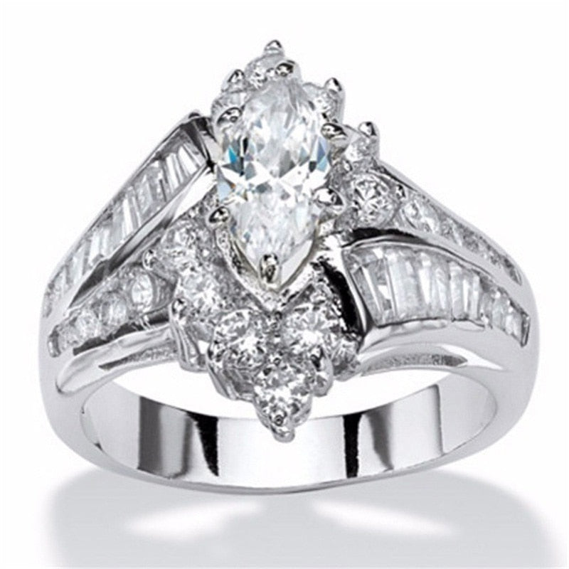 Luxury Oval White CZ Gold Ring - Orchid Unique