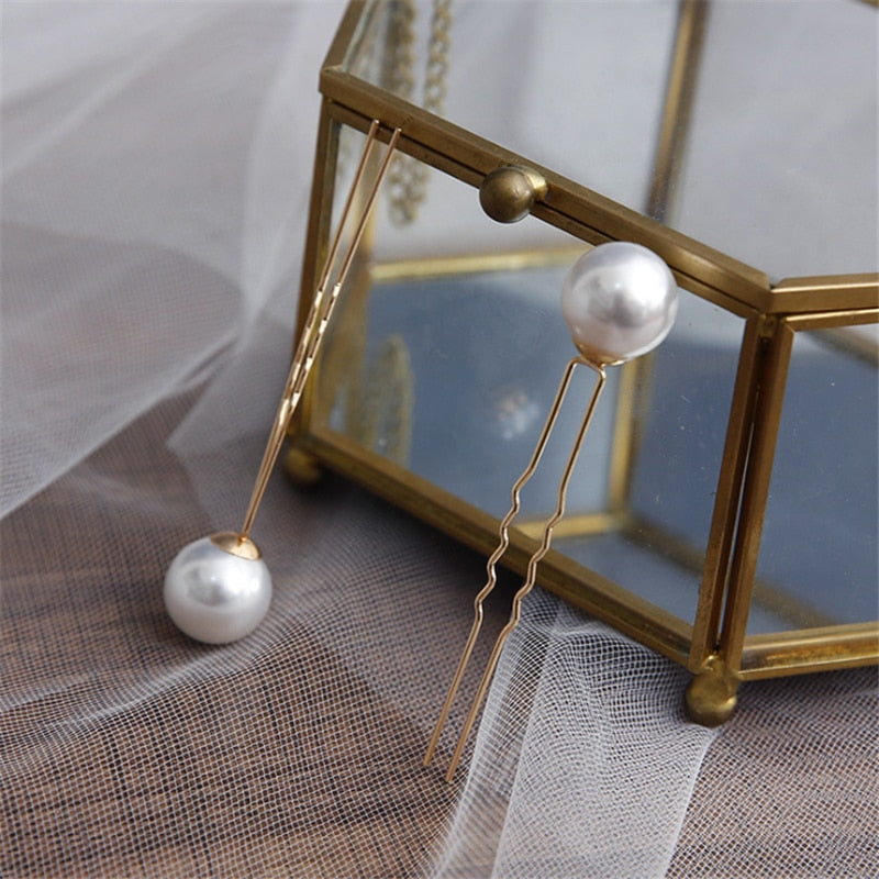 Women U-shaped Pin Metal Barrette Clip Hairpins Simulated Pearl Bridal Tiara Hair Accessories Wedding Hairstyle Design Tools - Orchid Unique