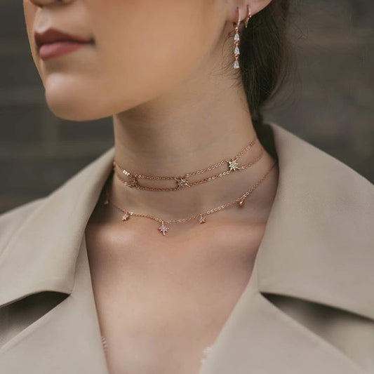 White Round Delicate Layer Choker Necklace - Orchid Unique