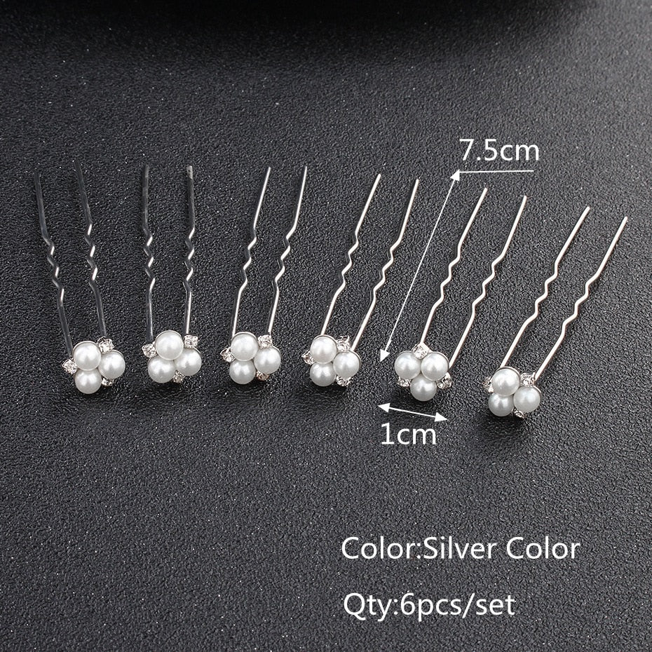 Efily Bridal Wedding Hair Accessories Rhinestone Hair Pins Forks for Women Pearl Hairpins Bride Headpiece Party Jewelry Gift - Orchid Unique