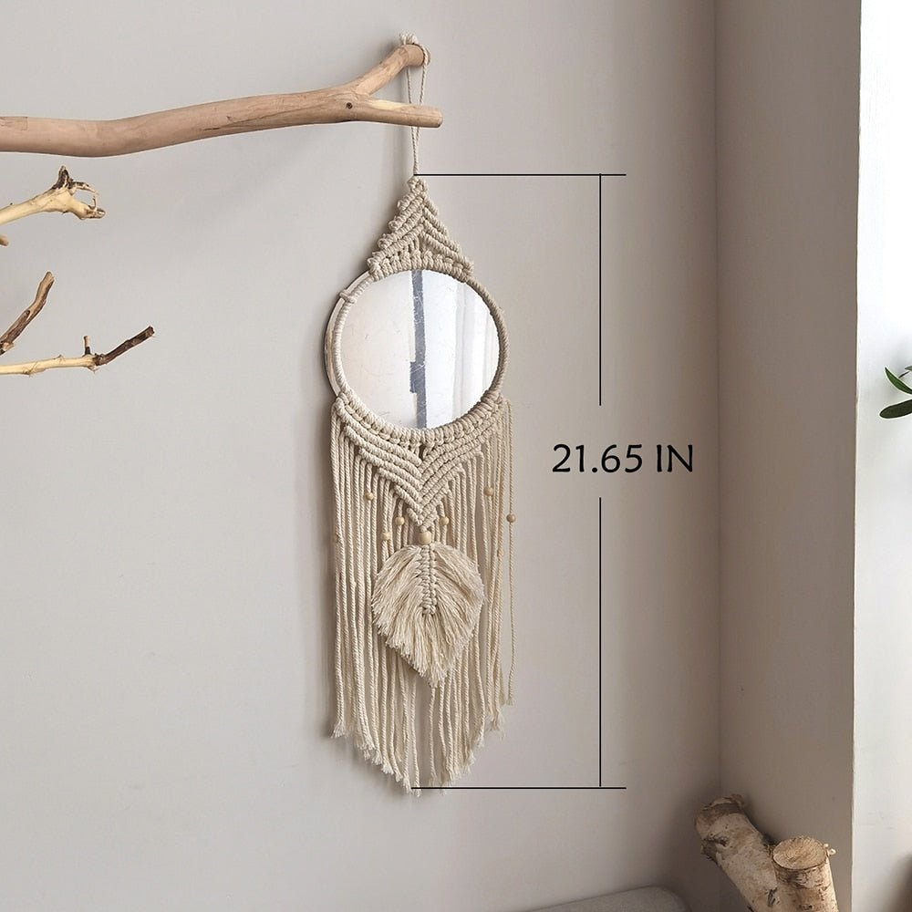 Boho-Macrame Mirror Wall - Orchid Unique  SPECIFICATIONS Shape: Round Material: Glass Default Title Boho-Macrame Mirror Wall SPECIFICATIONS Shape: Round Material: Glass (Store description)  5 4 53738045  (Store description) 14:201450482#Mirror M0814 Default Title Orchid  Decor