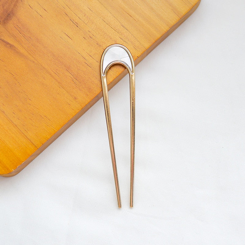 Fashion Metal Hair Sticks for Women Shell Hair Clip Pins Minimalist U Shape Girls Hairpins Hair Bun Maker Headwear - Orchid Unique
