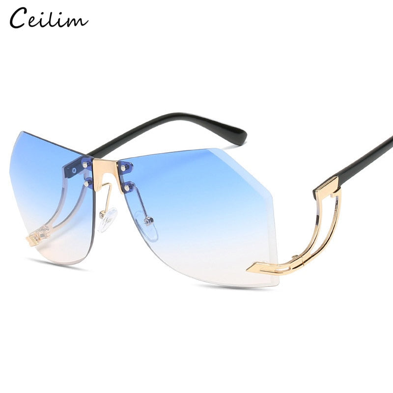 Irregular Rimless Sunglasses - Orchid Unique
