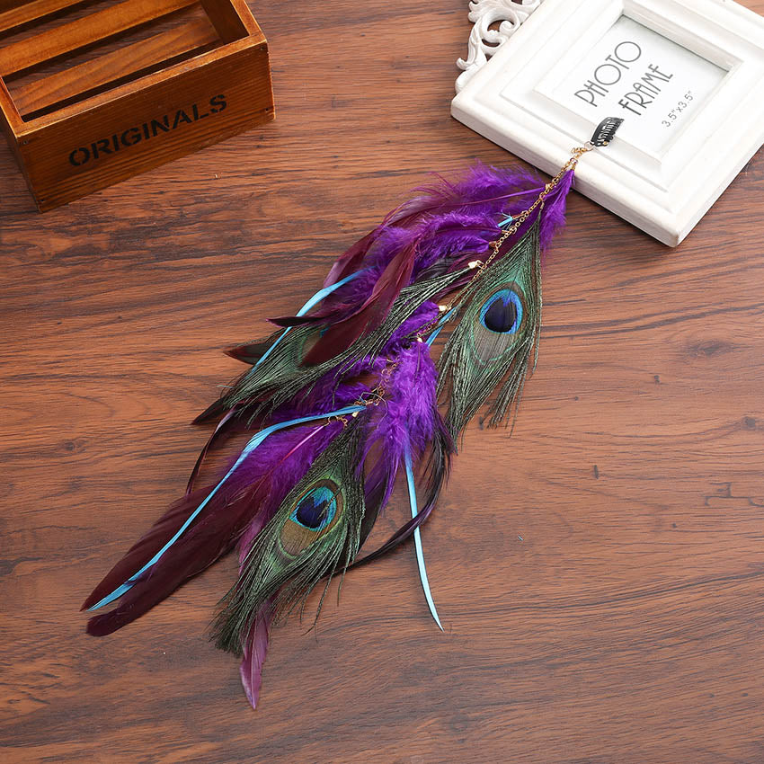 Levao Indian Festival Tassel Feather Hair Combs Hairpins for Women Hippie Headpiece Ethnic Head Band Hair Comb Clips Headwear - Orchid Unique