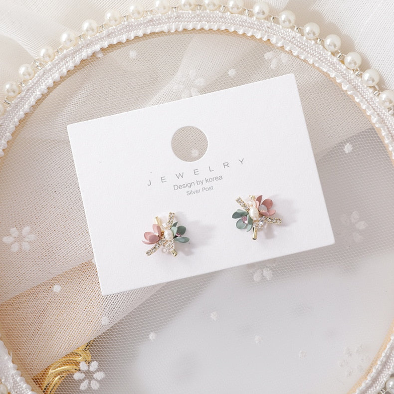 Handmade Colorful Flowers Stud Earring - Orchid Unique