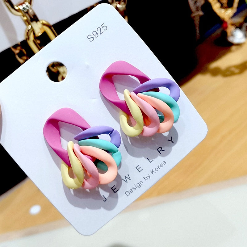 Candy Color Acrylic Earrings - Orchid Unique