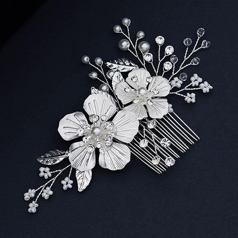 Rhinestone Bridal Hair Comb Pearl Tiaras - Orchid Unique