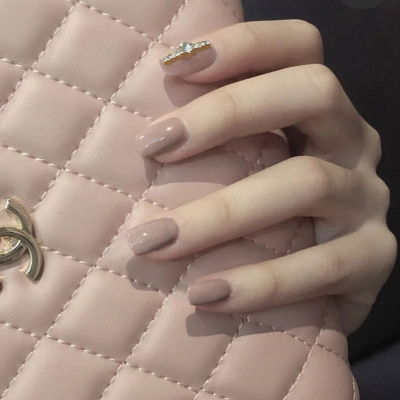 Rhinestone Design Artificial Nails - Orchid Unique